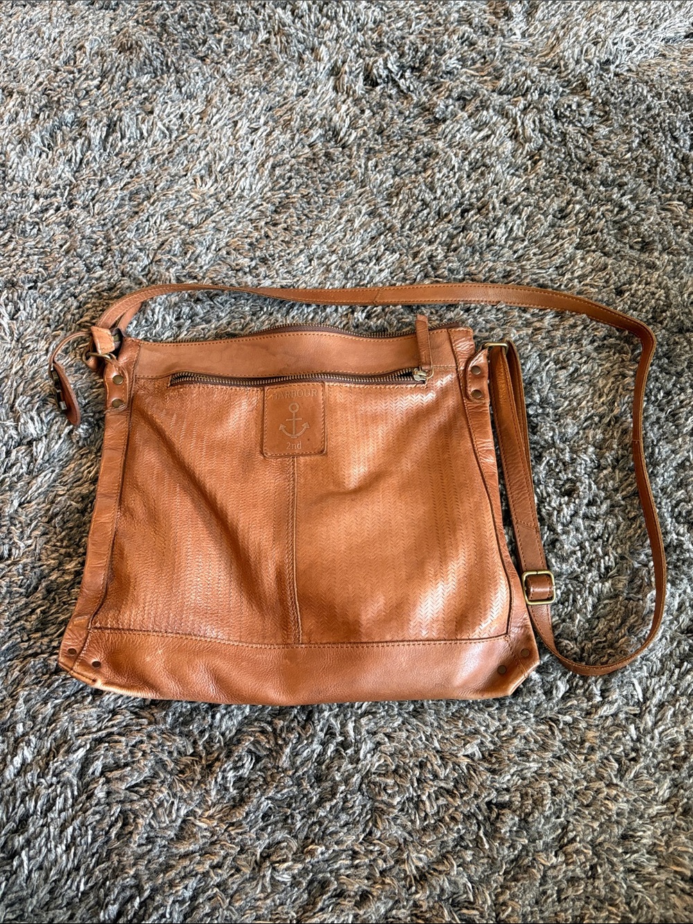 Women's Tan Leather Crossbody Bag with Anchor Detail